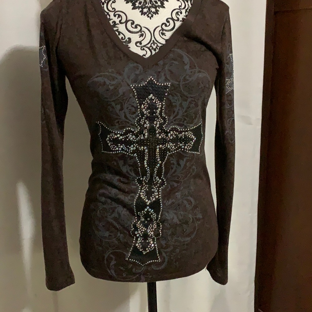 Gorgeous brown bling top